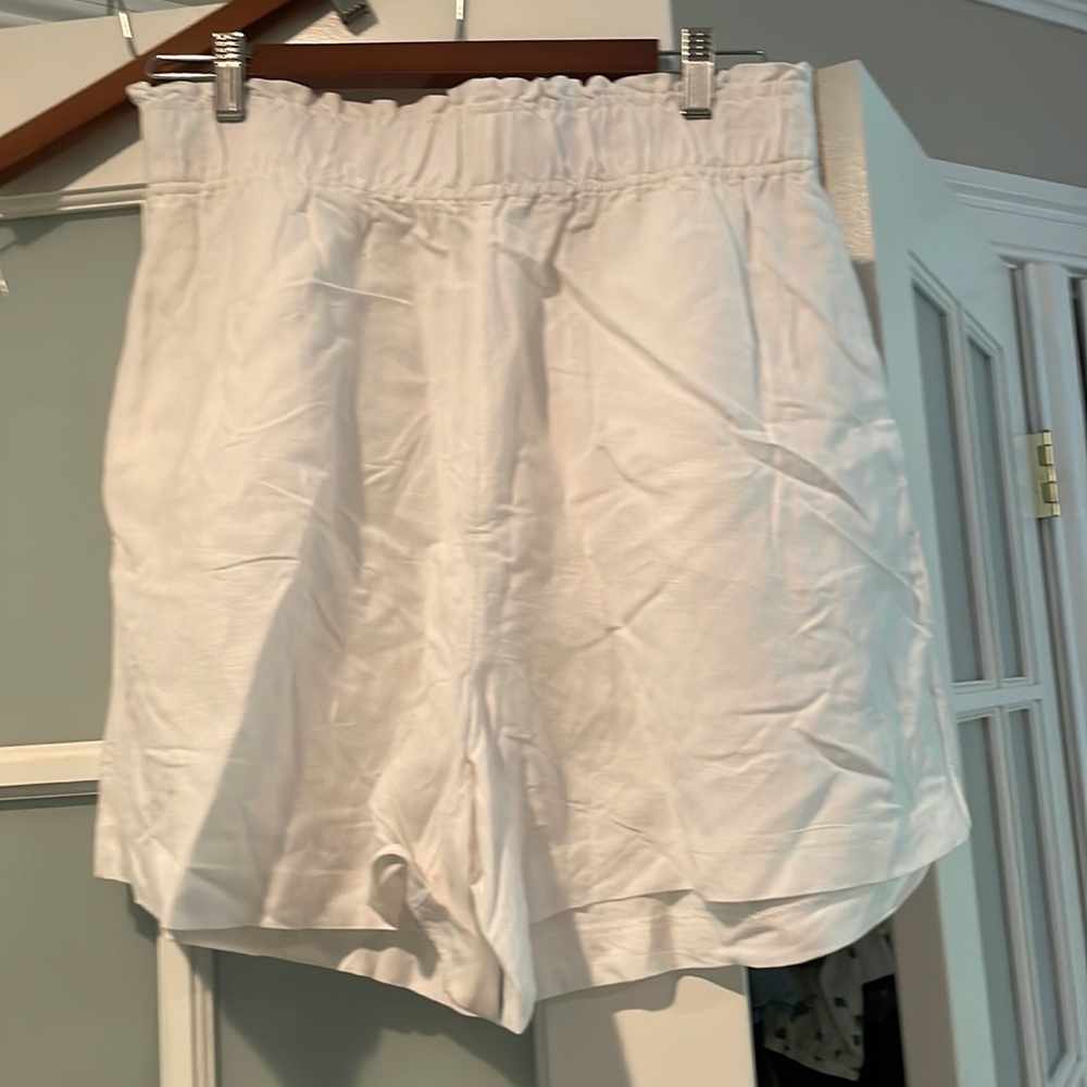White linen shorts